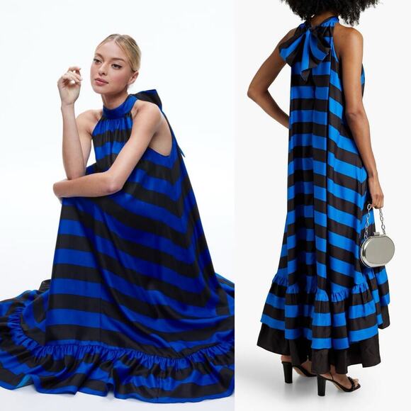 Alice + Olivia NWT Jovie Halter Neck High Low Maxi Dress Big Bow Size Small - Picture 11 of 11